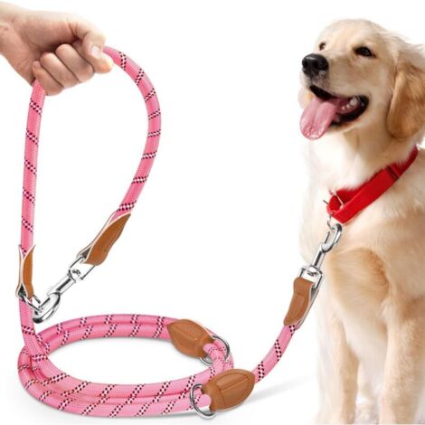Laisse Réglable 3 m, Laisse Multifonctionnelle 3 Points pour 2 Chien, Longe avec Fils Réfléchissants pour Chien de Petite à Grande Taille pour Promenade, Dressage, Entraînement