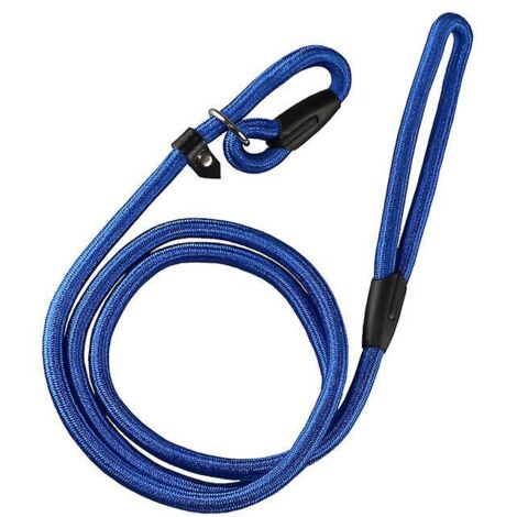 Laisse réglable en nylon avec boucle antidérapante pour la promenade et l'éducation canine, bleue