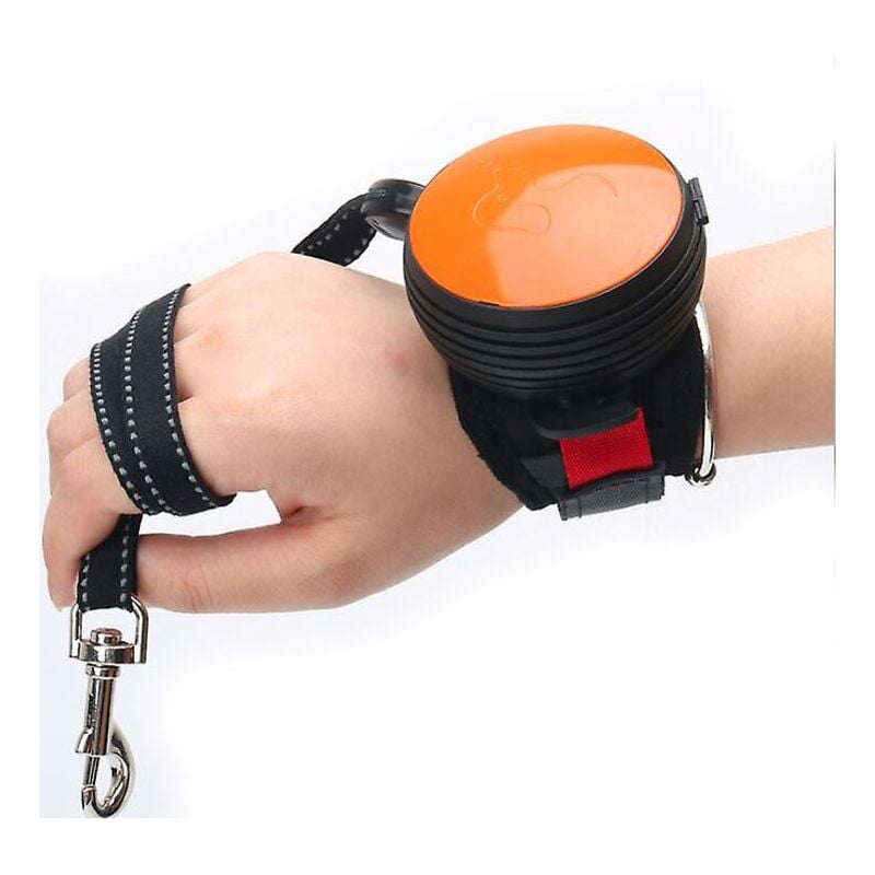 Laisse rétractable pour chien en nylon réfléchissant automatique rétractable avec sangle de traction au poignet, légère, idéale pour la randonnée,