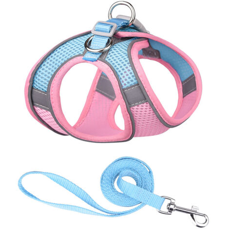 Laisse rétractable pour chien et ceinture de sécurité pour chien, poignée antidérapante, sangle de poitrine respirante en maille d'air, pour petits chiens, animaux de compagnie, chiots, chats (S, Rose