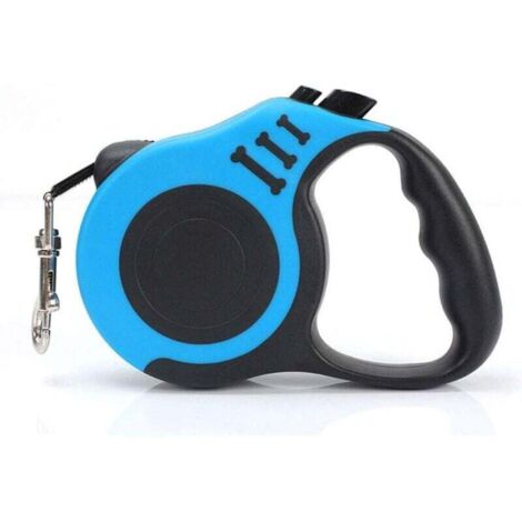 Laisse rétractable pour chien, laisse rétractable automatique, 3 mètres de long, avec poignée antidérapante, convient aux chiens de petite et moyenne taille, bleue.