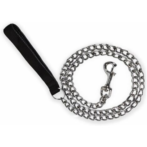 Laisses classiques Laisse Chien Chaîne (120cm) en Acier Laisse Métal Chien Solide Poignée en Cuir PU  M