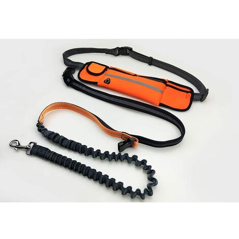 Laisses Mains Libres pour Chien, Ceinture réglable de Laisse de Formation pour la Promenade de Chien, pulsant et Courant, Absorption de Choc, Confortable, Couture Réfléchissante 1pc (Orange)