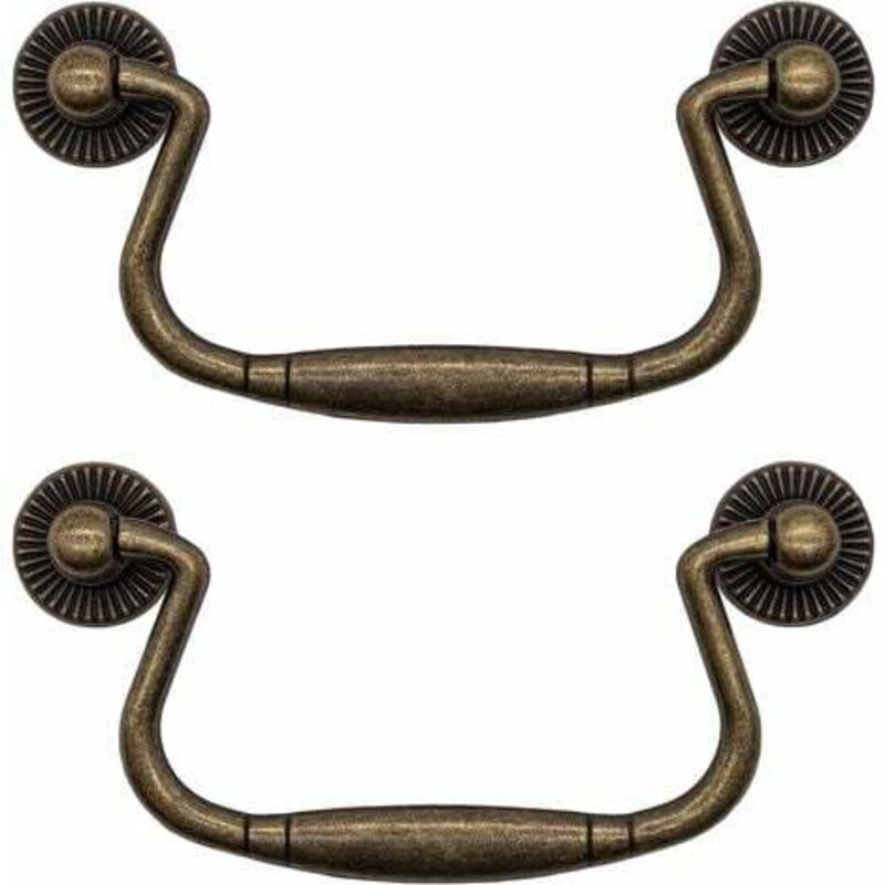 Laiton antique - Lot de 2 poignées de tiroir pliantes en fer pour portes d'armoires, commodes, cuisines, buffets, etc 8148mm