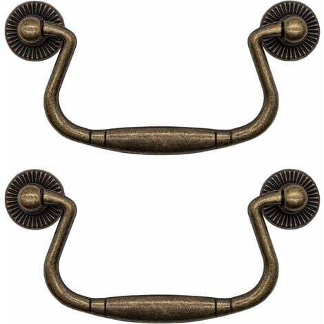 Laiton antique - Lot de 2 poignées de tiroir pliantes en fer pour portes d'armoires, commodes, cuisines, buffets, etc 8148mm