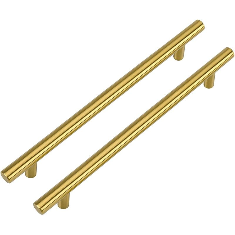 Poignées De Porte De Meuble De Cuisine Boutons De Barre En t Entraxe 160 Mm 2pcs Couleur : Laiton Brossé - Aiducho