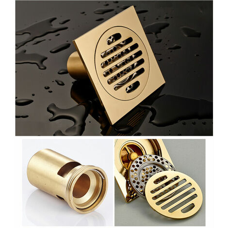 Laiton Carré Douche Gouttière Carré Sol Drain Odeur Preuve Salle De Bains Grand Calibre 1010 cm