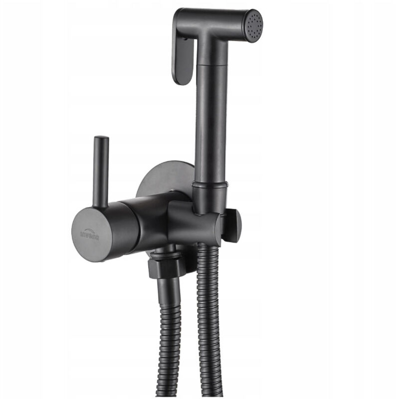 Invena - Robinet Bidet Douchette Noir Mural Monocommande