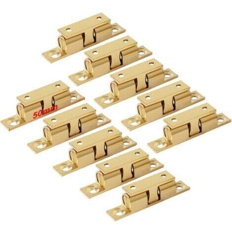 Laiton Double Loqueteau à Billes 50 mm Rouleau Loquet Fermeture pour Placard Meubles Porte Armoire Loquet Serrure de Portiere (10 Pcs)