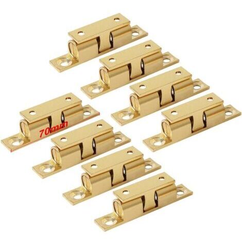 Laiton Double Loqueteau à Billes 70mm Rouleau Loquetaux Fermeture pour Placard Meubles Porte Armoire Loquet Serrure de Portiere (8 Pcs)