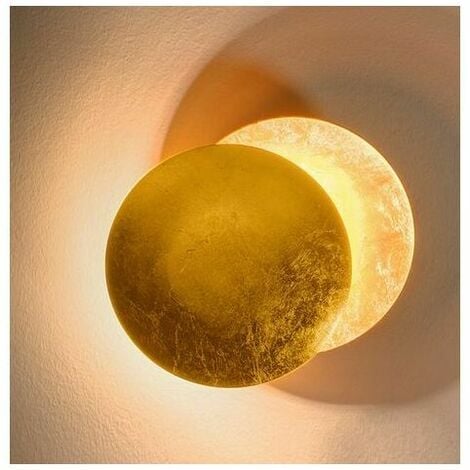 LOKIUA Laiton lumière chaude 7W chambre chevet applique chambre lune lampe éclipse solaire allée escalier lampe, 20cm