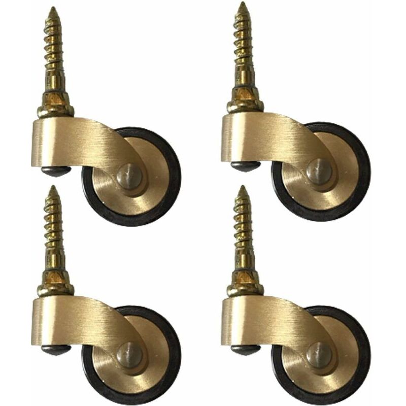 Laiton Massif Roulettes de Meubles,Roues pivotantes en Caoutchouc de Style Ancien,Diamètre de Roue 25mm,Capacité de Charge 150kg,avec Tige