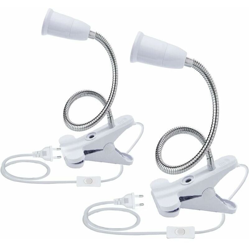 2PCS Base de Lampe de Table à LED E27 Douille d’ampoule à Pince Base de Support de Lampe à Col de Cygne Base Clip de Lampe pour Table avec