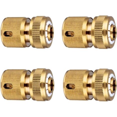 Laiton Raccord d'arrosage Rapides pour Tuyau. Raccord d'Arrosage 13 mm (1/2'') et 15 mm (5/8") - Pack de 4