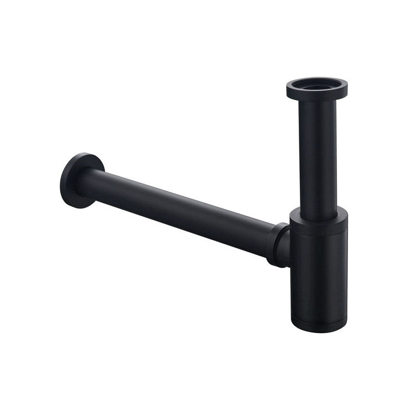 Sunxury - Laiton Siphon de Lavabo, Keymark Universel Syphon avec 200mm Tube d'extension, 1 1/4 x 32mm Réglable Sifon Anti Odeur Anti-fuite, Noir Mat