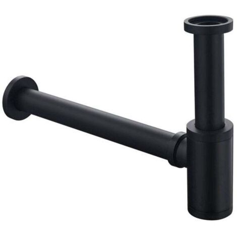Laiton Siphon de Lavabo, Universel Syphon Design 1 1/4 x 32mm, Réglable Anti Odeur, Noir Mat