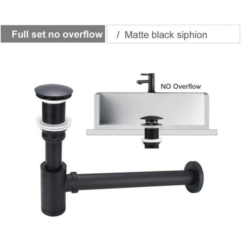 Gabrielle - Laiton Siphon de Lavabo+Bonde de Lavabo Pop-up,Universel Siphon Design 45 x 40/50mm,Extensible Tube d'extension,Anti Odeur Anti-fuite