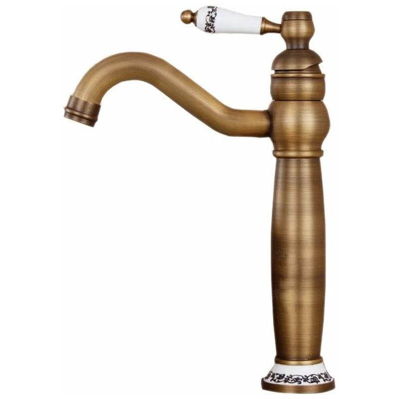 Laiton un trou robinets d'évier lavabo cuisine salle de bain grands robinets, laiton antique