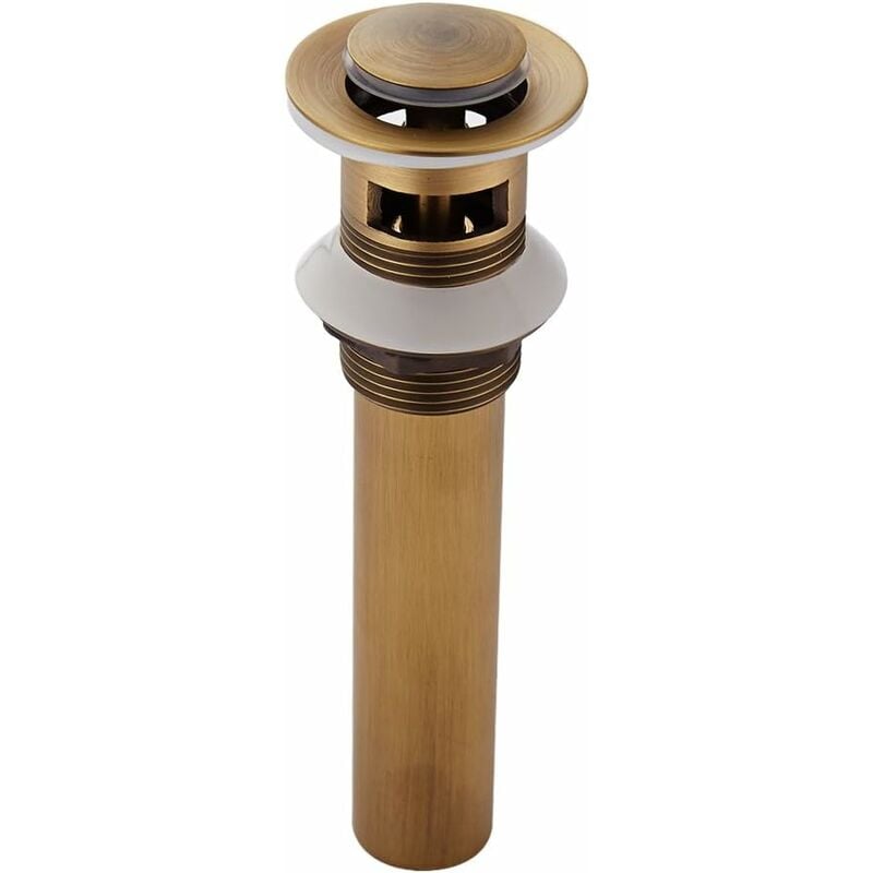 Choyclit - Laiton vieilli - Style rétro - Accessoires de salle de bain - Bonde de vidange pop-up avec trop-plein.