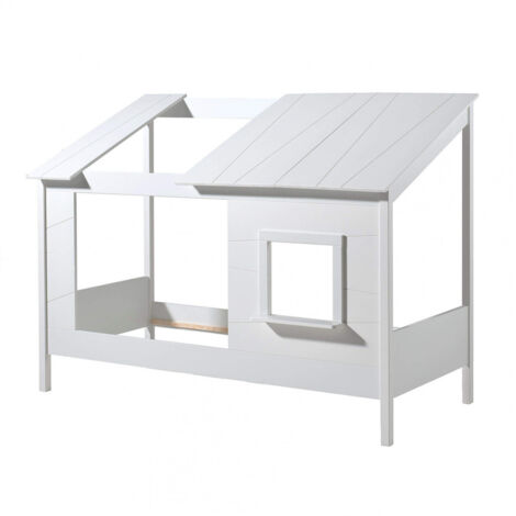 LAKA - Lit Maison 90x200cm Blanc avec Fenêtre