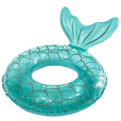 (Lake Blue Fish Tail) Inflatable Floating Row for Adults, Round Inflatable with Handle, Air Cushion, Inflatable Pool Float Raft (M) MUMU