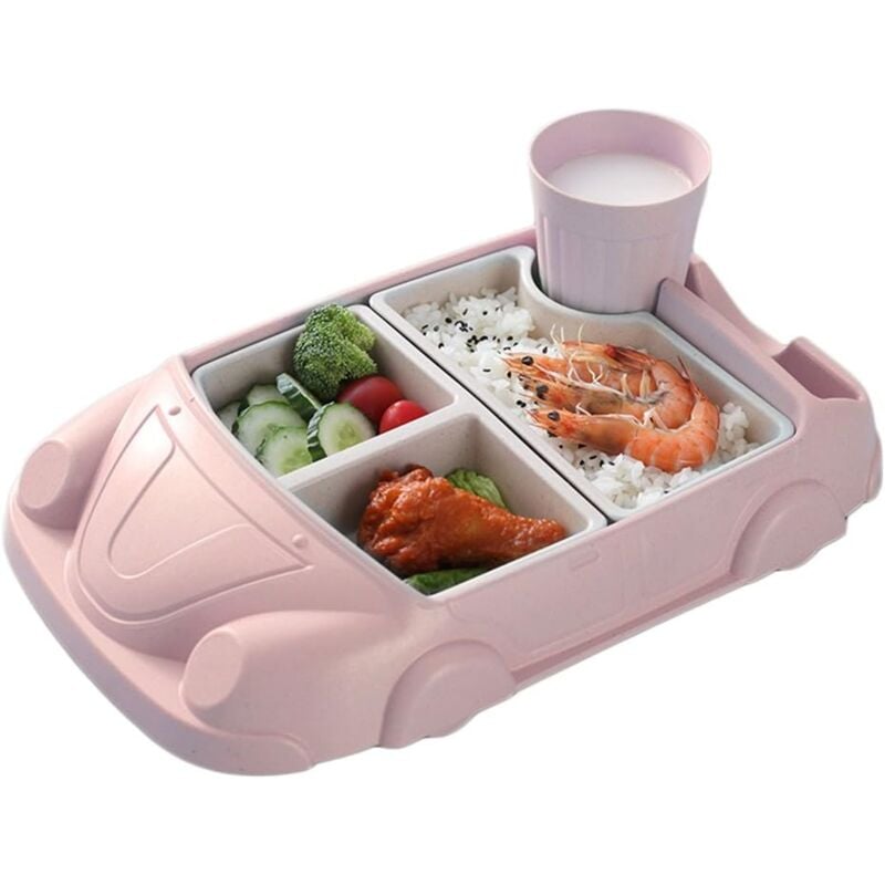 Mezheng - Assiette pour Enfants, Vaisselle pour Enfant Portable Antidérapant, Set Repas Bébé Ventouse Voiture De Dessin Animé pour La Plupart des