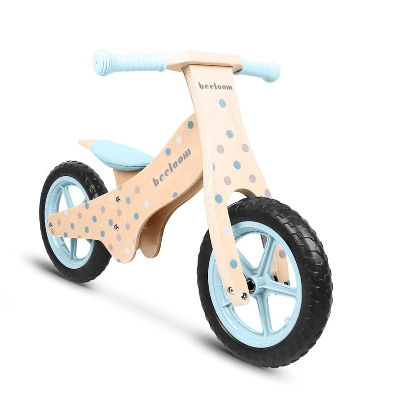 

Lalaloom - Bicicleta andador madera azul sin pedales correpasillos niños sillin regulable