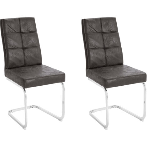 Lale-Ensemble de 2 chaises de salle à manger rembourrées en microfibre grise