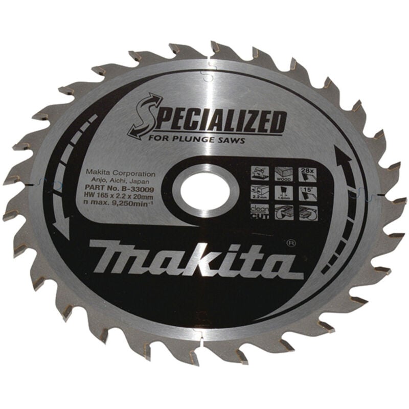 Makita - lame tct pl sil 165/20/28 bois B-33009