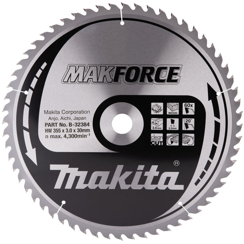 Lame de scie MAKFORCE B 32384 pour une coupe nette dans le bois Medium Cut Makita B 32384 - vue 2