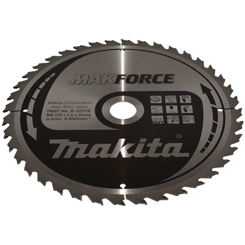 Makita - B-32378 Lame de scie circulaire Makforce tct 270x30mm 40T Bois