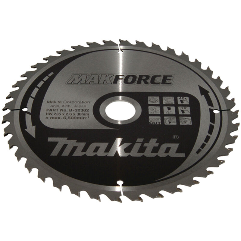 Makita - B-32362 Lame de scie circulaire Makforce tct 235x30mm 40T Bois
