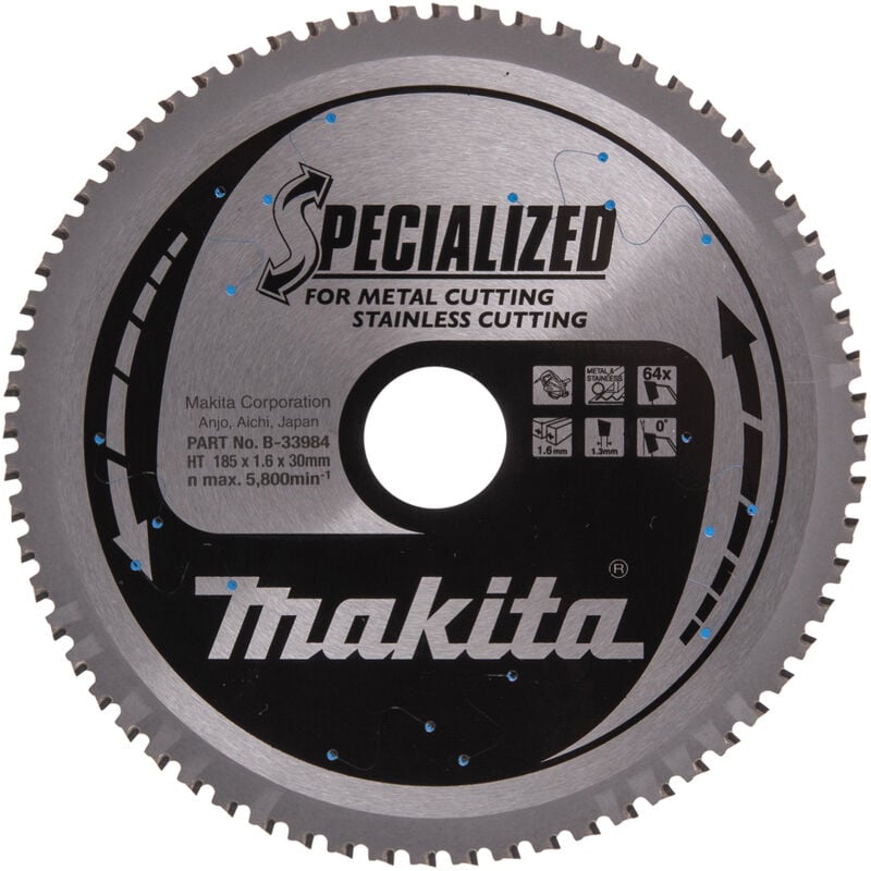 Makita - B-33984 Lame Scie Circulaire Spécialisée TCT185x30 64T Métal