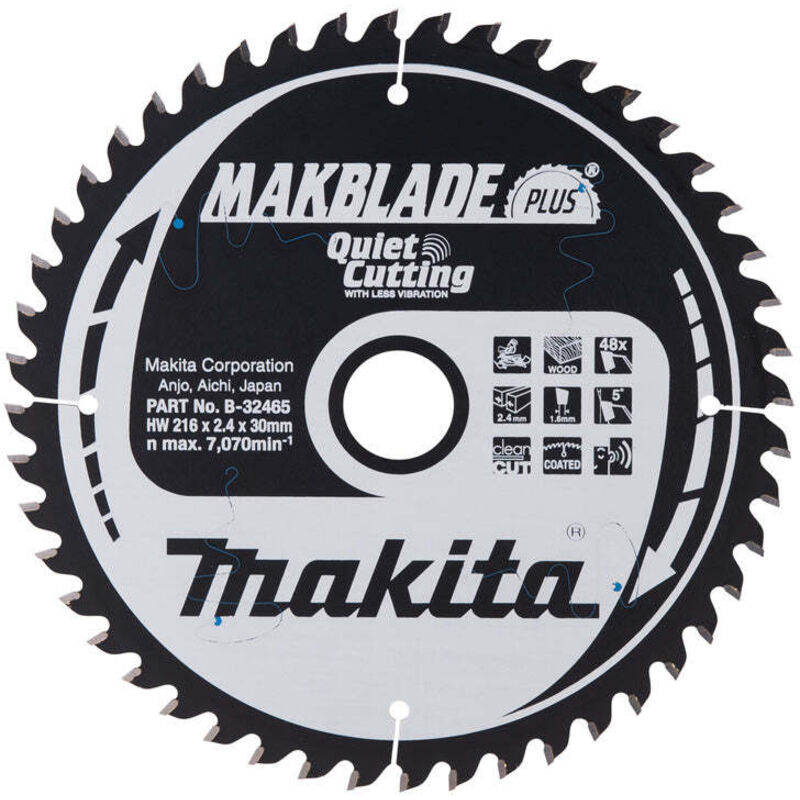 Makita - Lame de scie circulaire Makblade+ t.c.t 216 x 30 mm 48 dents pour le Bois B-32465
