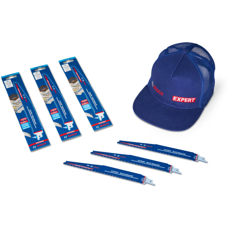 Bosch - Lama expert Multi Material s 1156 xhm, 3 pezzi + berretto da camionista