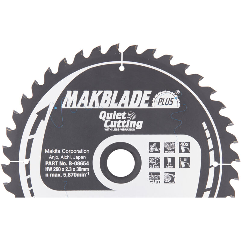 Lama circolare Makita, MAKBLADE PLUS 260 x 30 mm - 40 denti - legno
