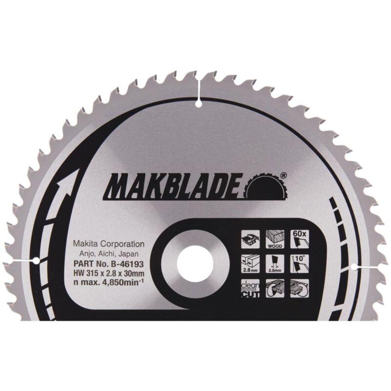 Makita - Lama circolare makblade, tct tct - 315 x 30 mm - 60 denti - legno