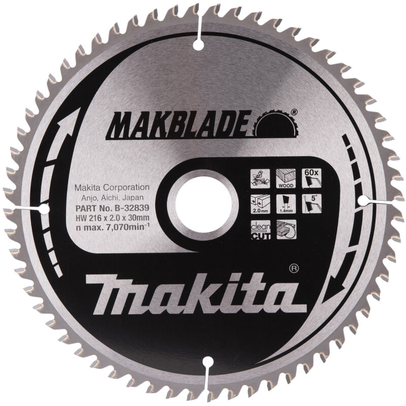 Lama circolare Makita TCT, MAKBLADE TCT T.C.T - 216 x 30 mm - 60 denti - legno