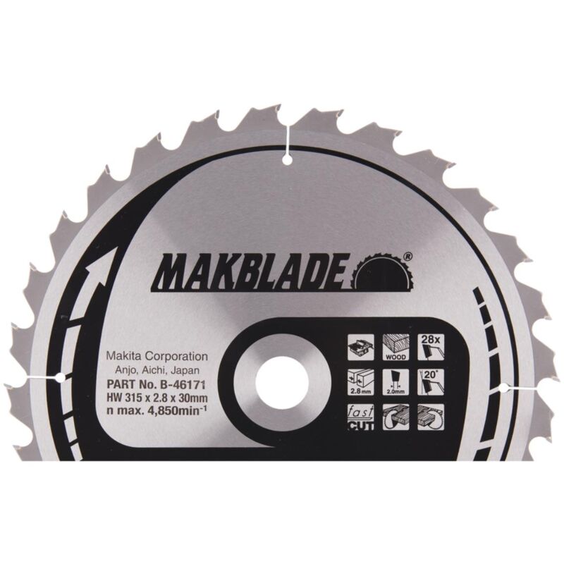 Makita - Lama circolare tct, makblade, tct tct - 315 x 30 mm - 28 denti - legno