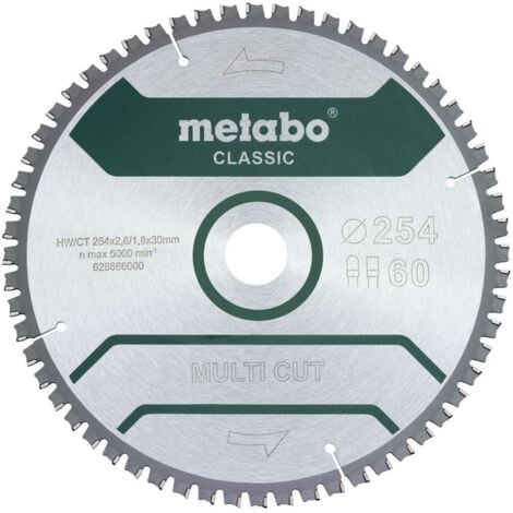 METABO Lama circolare multi cut classic D254x2,6/1,8xforo 30mm Z.60 FZ/TZ 5Gr.neg