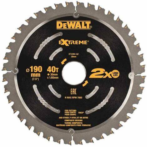 Lama circolare per legno Extreme 190mm DT4394 DeWalt