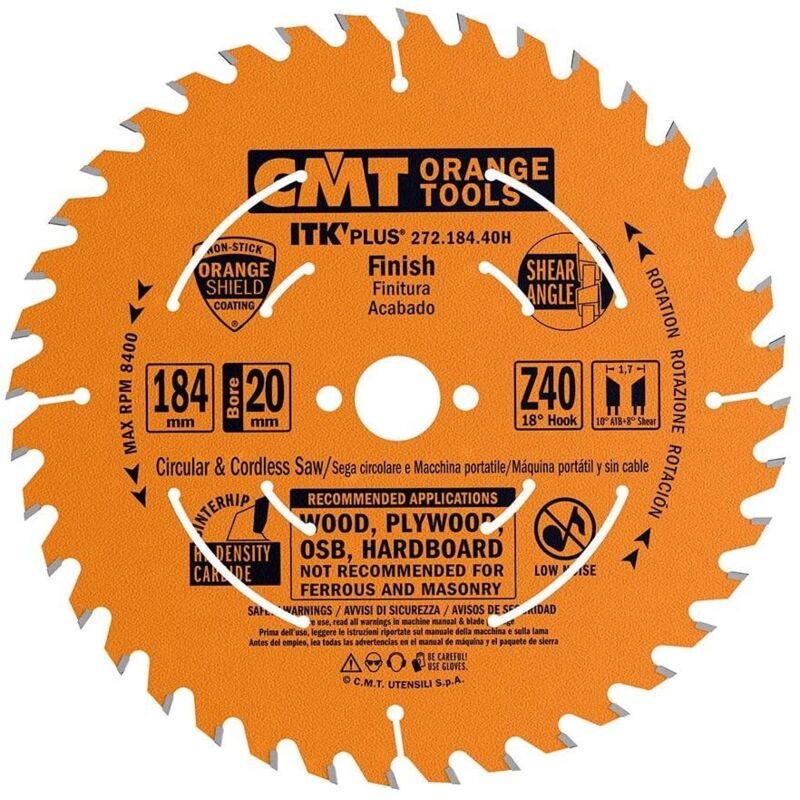 CMT - 272.184.40H lama circolare (u-itk) hw 184X1.7/1.1X20 (16+15.8) Z40 atb+s, nero