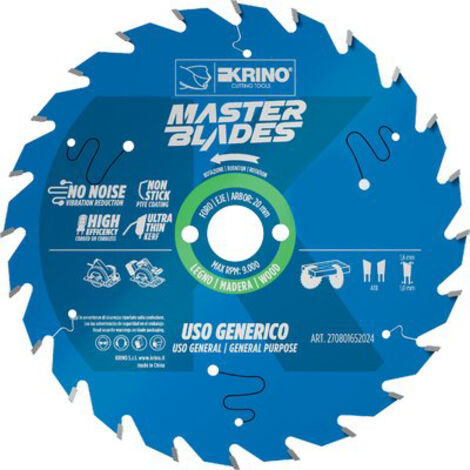LAMA CIRCOLARE X LEGNO MASTER BLADES KRINO - MM 250X30 DENTI 80