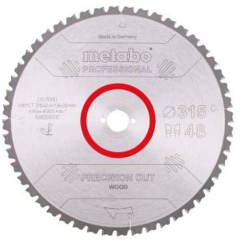 Lama da sega circolare per taglio di precisione in legno professionale D315xB2,4xforo30mm 48Z. WZ