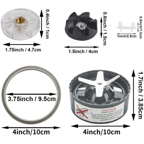Lama di estrazione di ricambio per gli accessori Nutribullet NUTRI 600W/900W, tra cui guarnizioni in gomma siliconica, O-ring, ruota motrice e cuscinetto antivibrazioni.