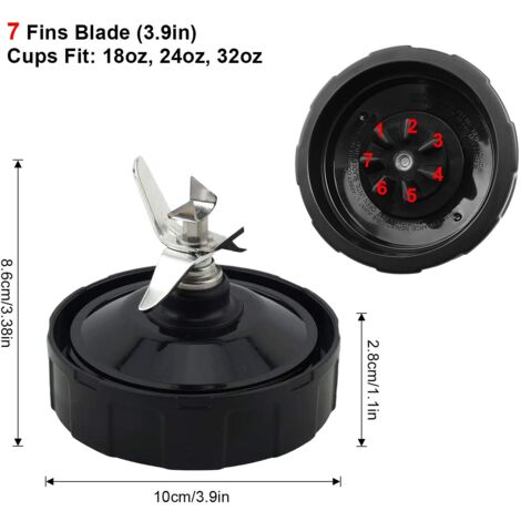 Lama di ricambio per frullatore a 7 lame, compatibile con Nutri Ninja Auto iQ BL480 BL481 BL482-30 BL487 BL492 con guarnizioni in gomma siliconica