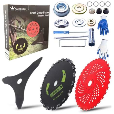 Lama in carburo da 9" x 36 denti, lama circolare in acciaio al carbonio da 9" x 20 denti e lama in acciaio al carbonio da 10" x 3 denti (con kit adattatore)