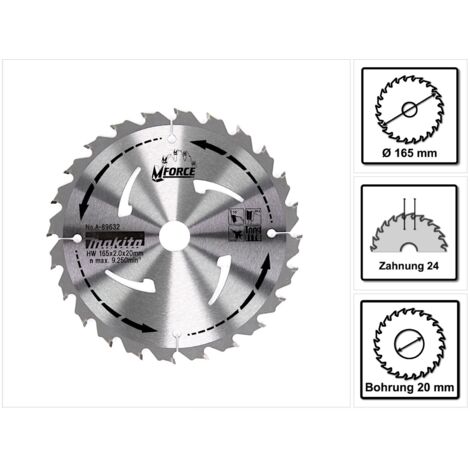 Lama in metallo duro MAKITA MForce 24 denti Ø165 mm per SP6000J - A-89632