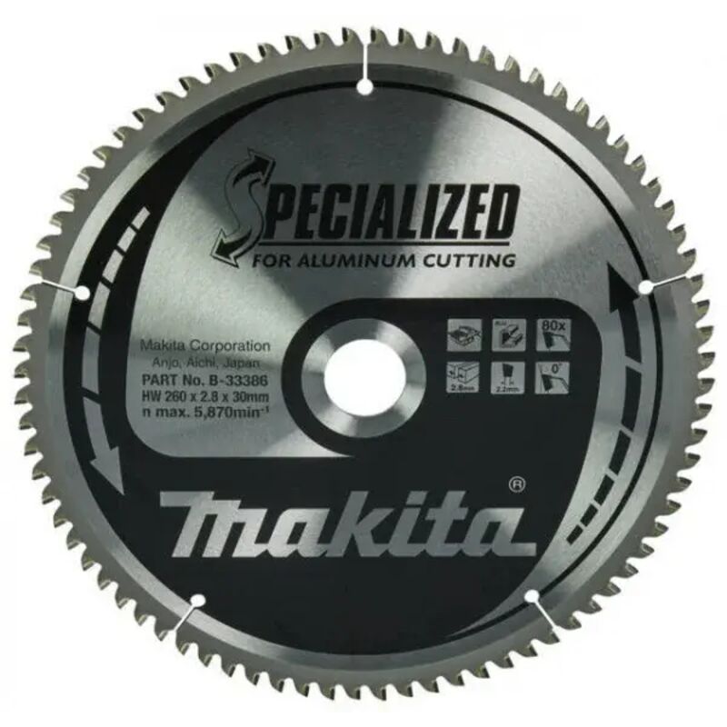 Makita - B-33392 Specialized Lama tct per seghe da banco 300x30 mm per alluminio
