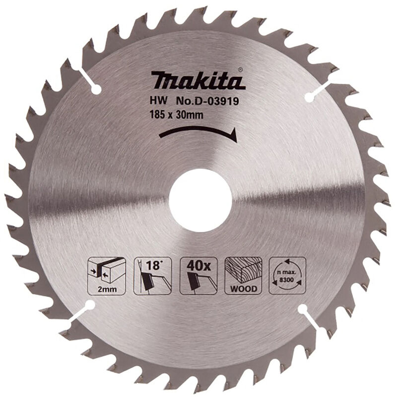 Makita - D-03919 Lama Sega Circolare Standard t.c.t. 185x30mm 40T Legno